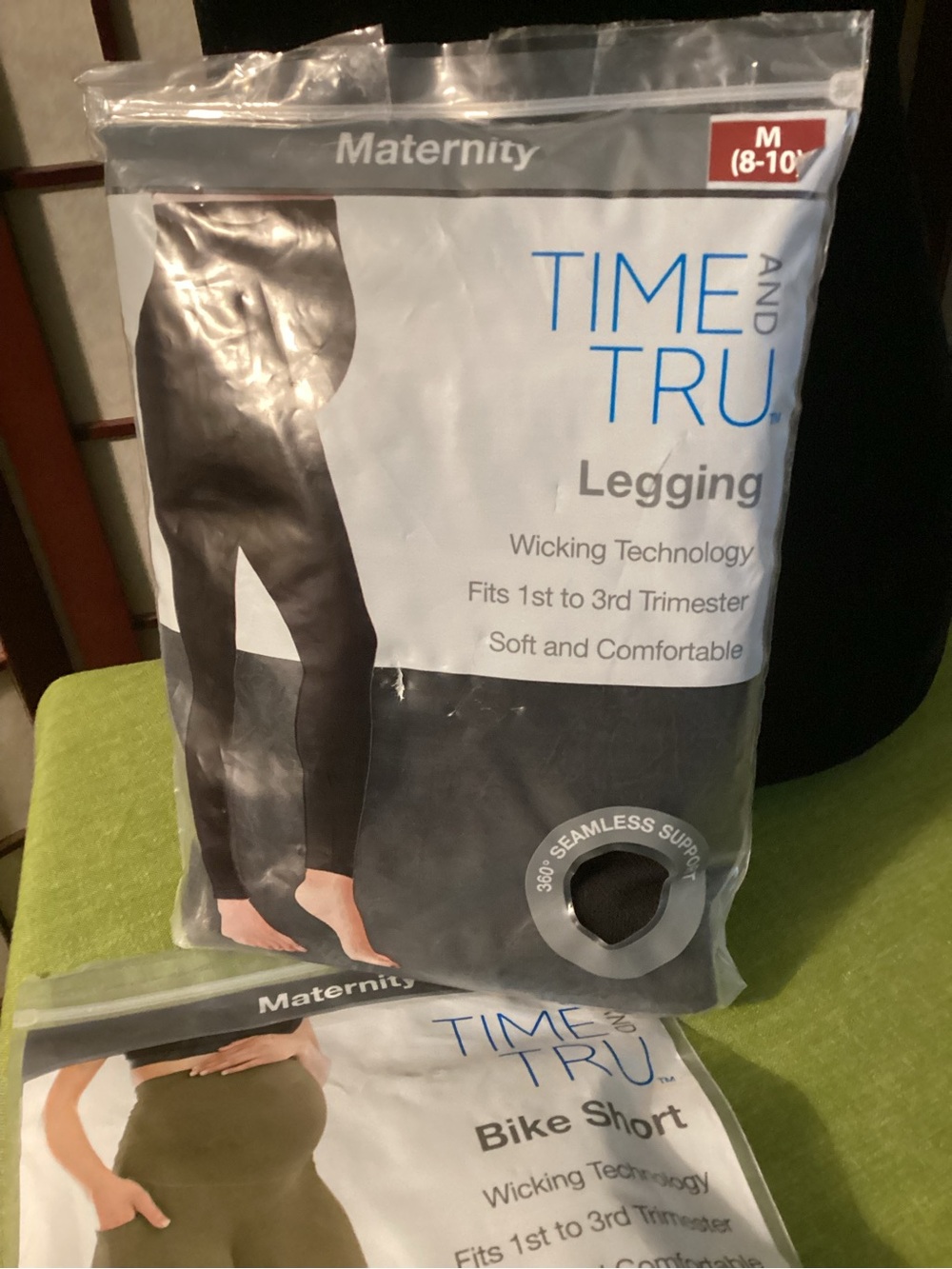 Time and Tru Maternity Legging - Black (M) Olive Shorts (M)